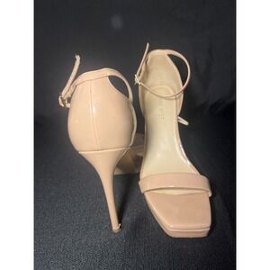 Nine West Women Patent Nude Stiletto Heel Ankle Strap‎ Platform Sandals Size 9